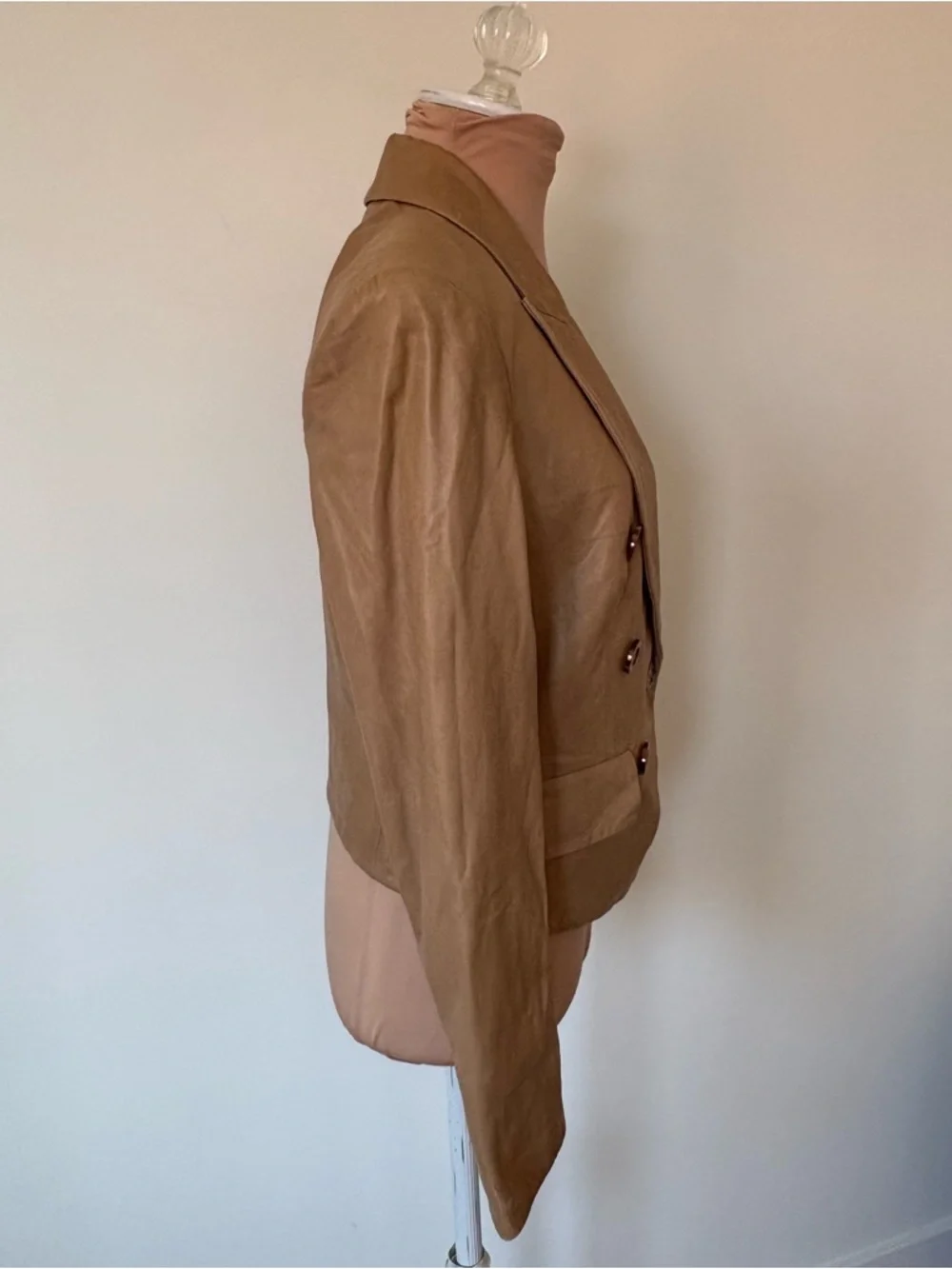 Veronica Beard Brown Cooke Dickey Lambskin Leather Double Breasted Jacket Size 2